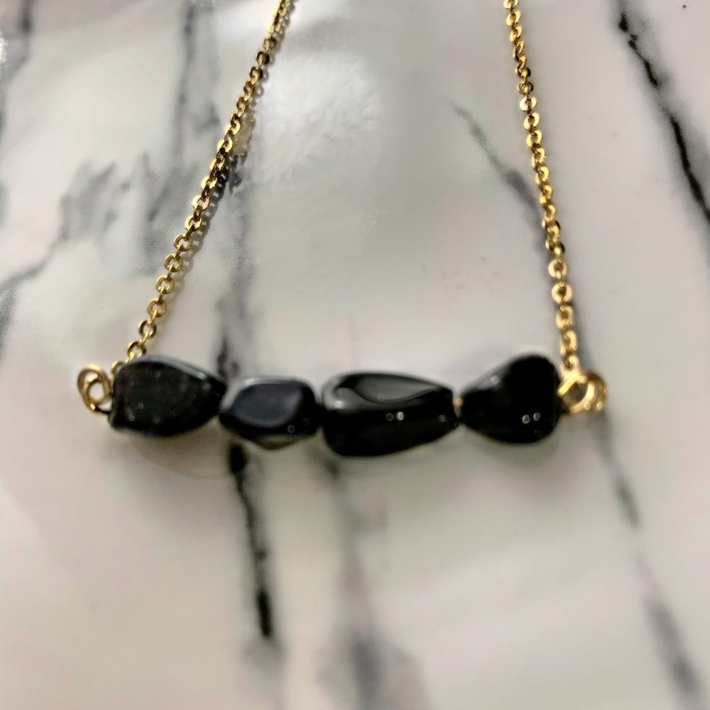 Black Onyx Tiny Stone Necklace